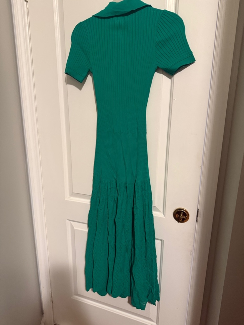 Green Rib-Knit Polo Button-Front Midi Dress - Picture 4 of 5